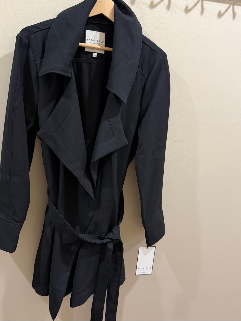 Bagatelle Collection Trench Coat Black Sz L New with Tags
